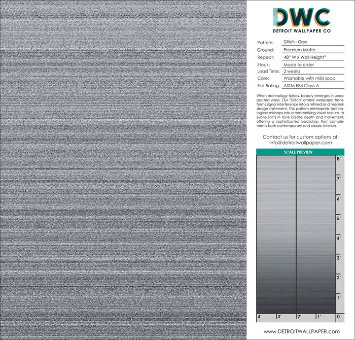 Glitch Ombré - Grey <br> Wallpaper - The Detroit Wallpaper Co.