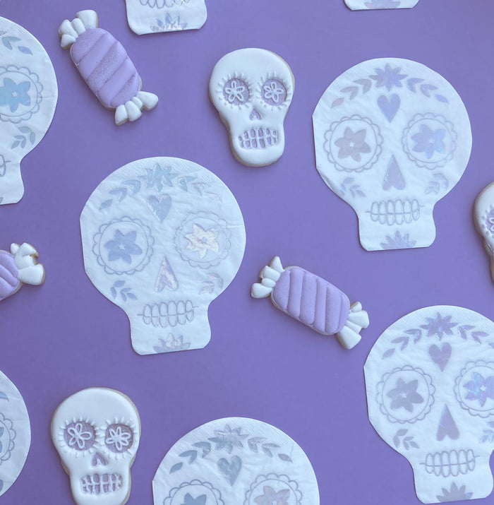 Holographic Sugar Skull Napkins