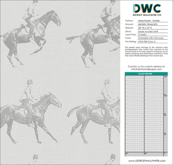Horse Power - Canter Grasscloth Wallpaper - The Detroit Wallpaper Co.
