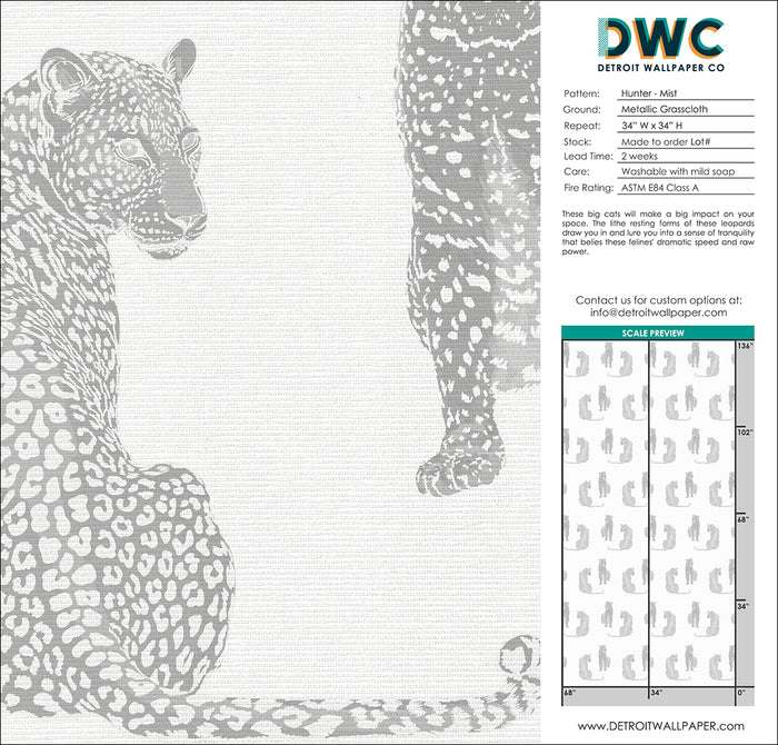 Hunter - Mist Grasscloth Wallpaper - The Detroit Wallpaper Co.