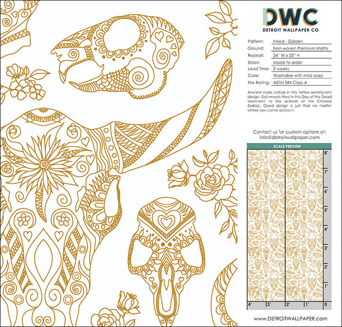 Inked - Golden <br> Wallpaper - The Detroit Wallpaper Co.