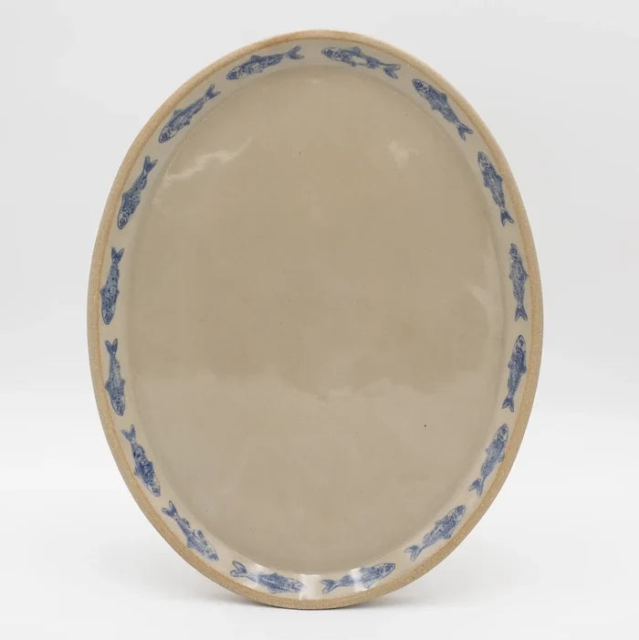 Jars of Dust – Blue Sardine Stamped Handmade Ceramic Platter