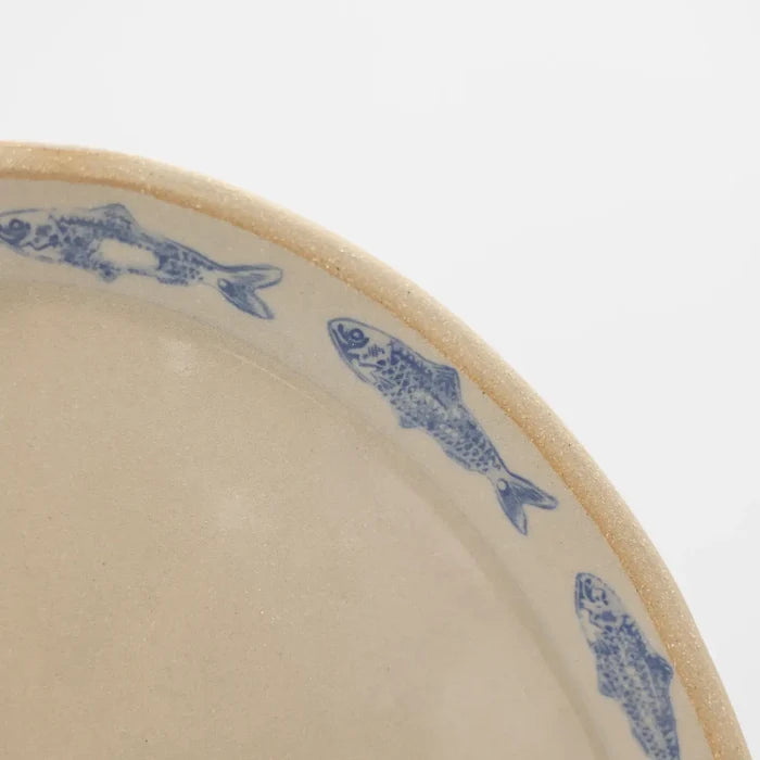 Jars of Dust – Blue Sardine Stamped Handmade Ceramic Platter