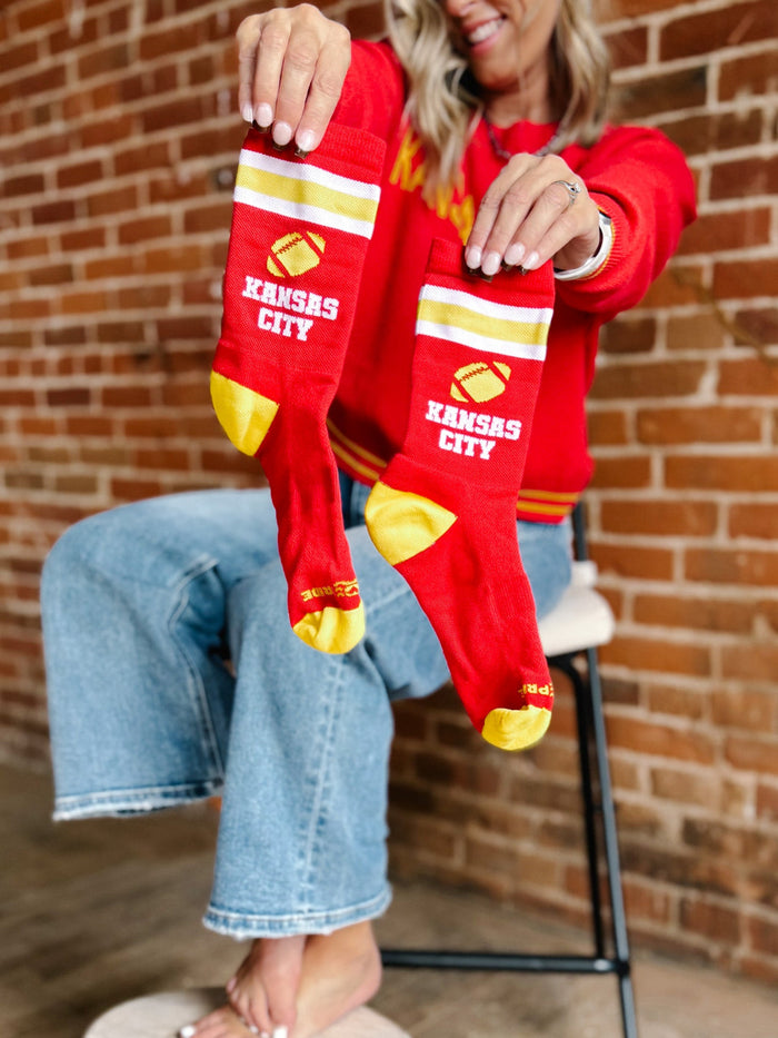 Kansas City Game Day Socks, Red & Gold