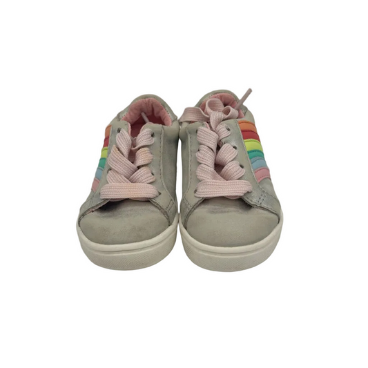 Lace Up Tennis Shoes/Rainbow Stripe
