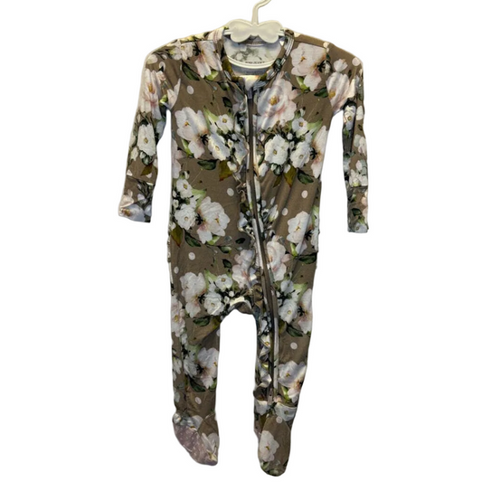 LS Footed Onesie / Flowers