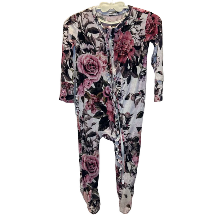 LS Footed Onesie / Flowers
