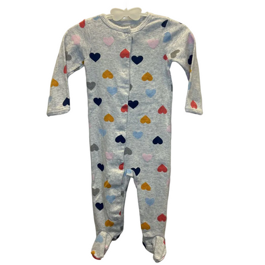 LS Footed Onesie / Hearts