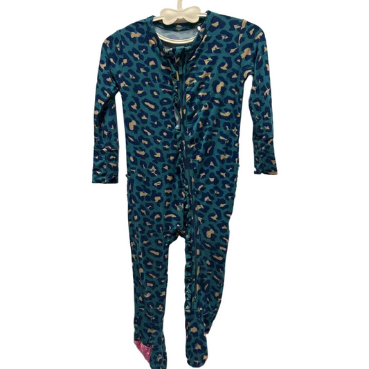 LS Footed Zip Up Onesie/Leopard