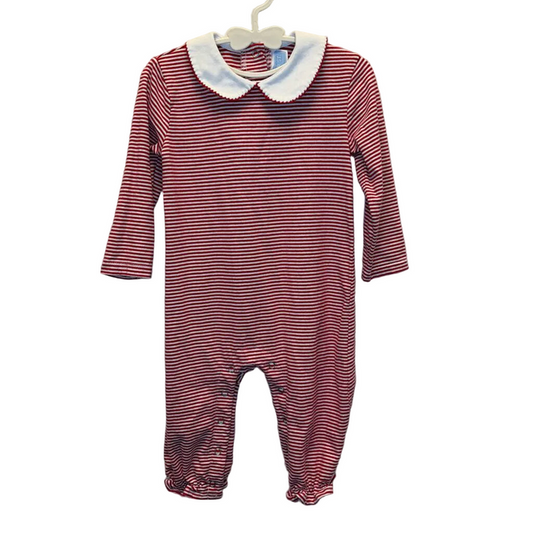 LS Peter Pan Collar Romper/ Stripes