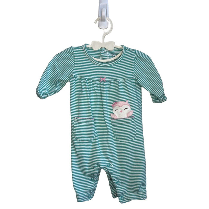 LS Striped Romper / Owl