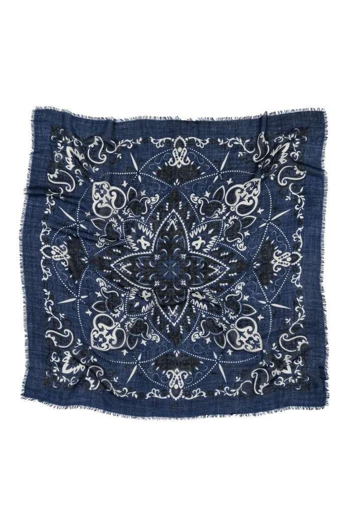 Maison Lecomte Flament – Wool Silk Blend Bandana in Navy