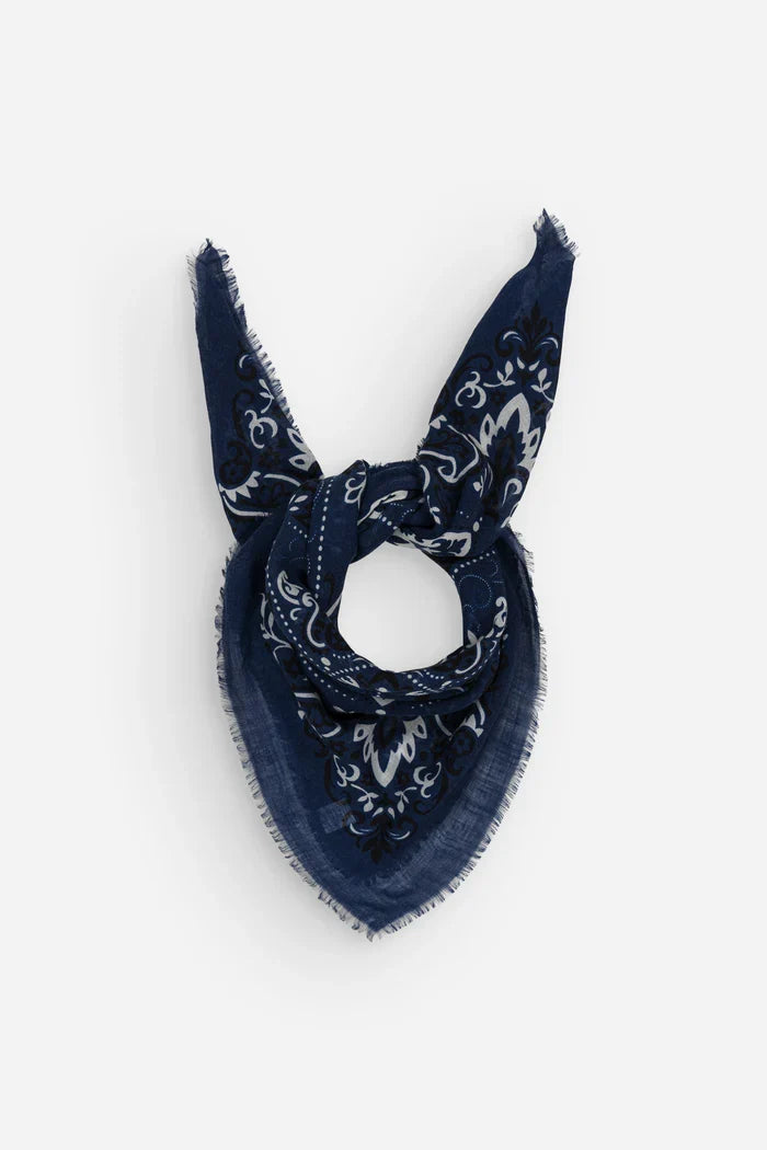 Maison Lecomte Flament – Wool Silk Blend Bandana in Navy