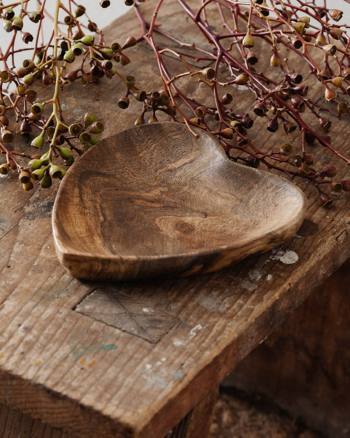 Mango Wood Heart Trinket Dish - Lone Fox