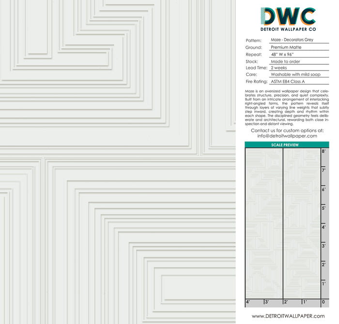 Maze - Decorators Grey <br> Wallpaper - The Detroit Wallpaper Co.