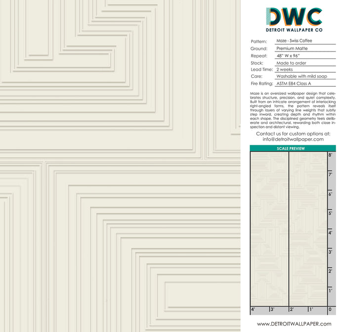 Maze - Swiss Coffee <br> Wallpaper - The Detroit Wallpaper Co.