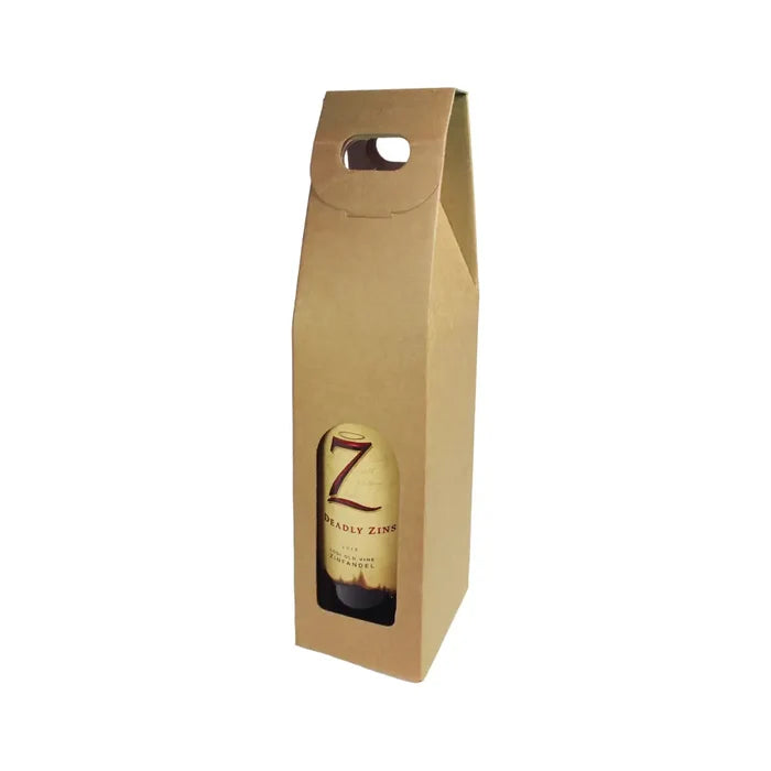 Natural Kraft - 1 Bottle Carrier - Smooth finish - IT-BC1NAT