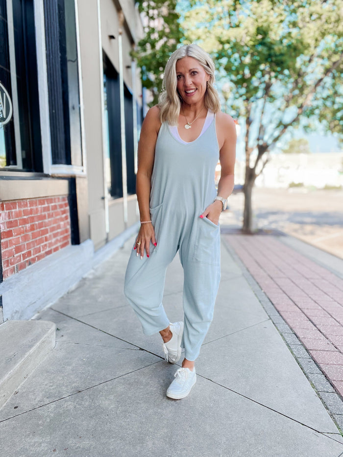 Next Level Ribbed Oversized Jumpsuit, D. Sage