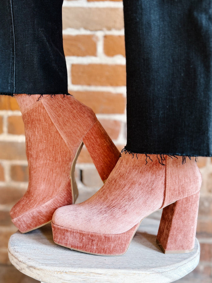 Nora Velvet Platform Boot, Rose