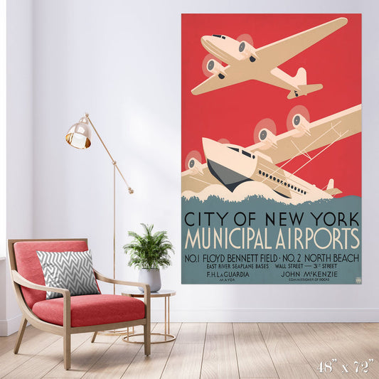 NY Airports Colossal Art Print - Trendy Custom Wallpaper | Contemporary Wallpaper Designs | The Detroit Wallpaper Co.
