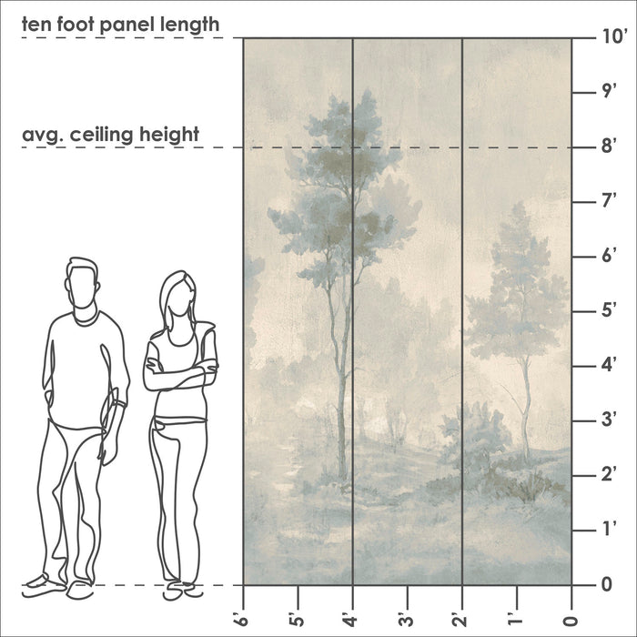 Painted Pines - Butter Sky <br> Wallpaper Mural - The Detroit Wallpaper Co.
