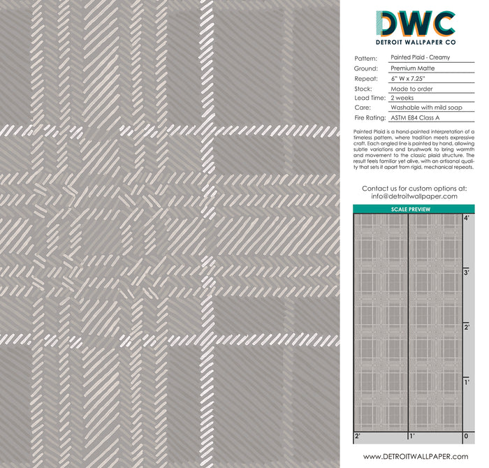 Painted Plaid - Creamy <br> Wallpaper - The Detroit Wallpaper Co.