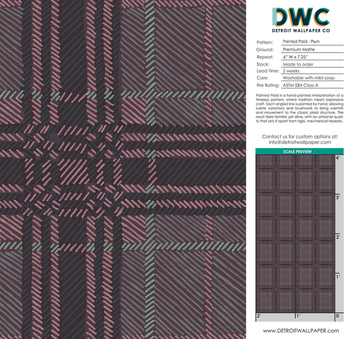 Painted Plaid - Plum <br> Wallpaper