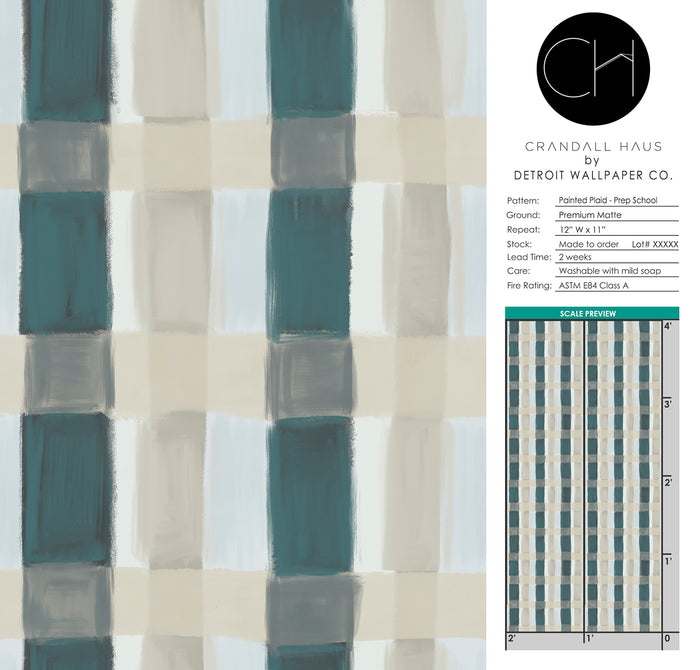 Painted Plaid -Prep School <br> Wallpaper - The Detroit Wallpaper Co.