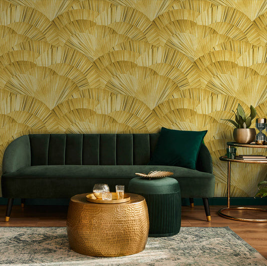Panama - Golden <br> Grasscloth - The Detroit Wallpaper Co.