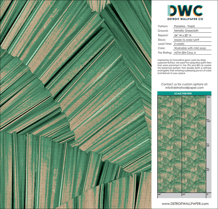 Panama - Tropic <br> Grasscloth - The Detroit Wallpaper Co.