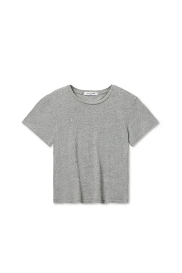 Perfect White Tee - Lisa Short Sleeve Cotton Tee in Heather Grey