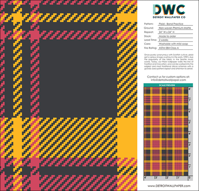 Plaid - Band Practice <br> Wallpaper - The Detroit Wallpaper Co.