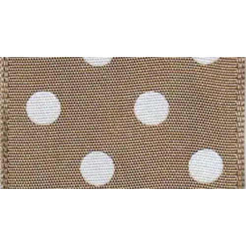 Single Roll / 1" x 22 yd / Taupe/White Dots