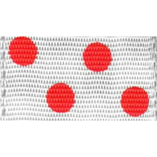Single Roll / 1" x 22 yd / White/Red Dots