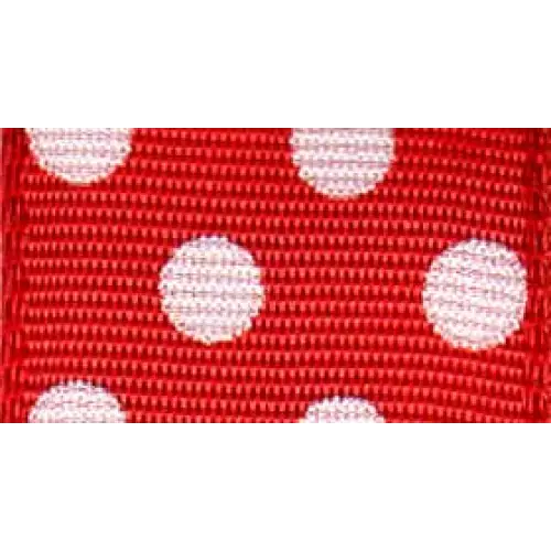 Single Roll / 1" x 22 yd / Red/White Dots