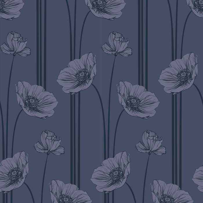 Poppy - Blues - Trendy Custom Wallpaper | Contemporary Wallpaper Designs | The Detroit Wallpaper Co.