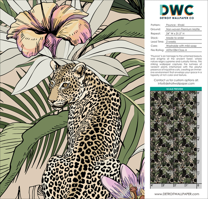 Pounce - Khaki <br> Wallpaper - The Detroit Wallpaper Co.
