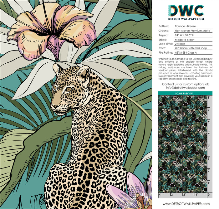 Pounce - Seabreeze <br> Wallpaper - The Detroit Wallpaper Co.