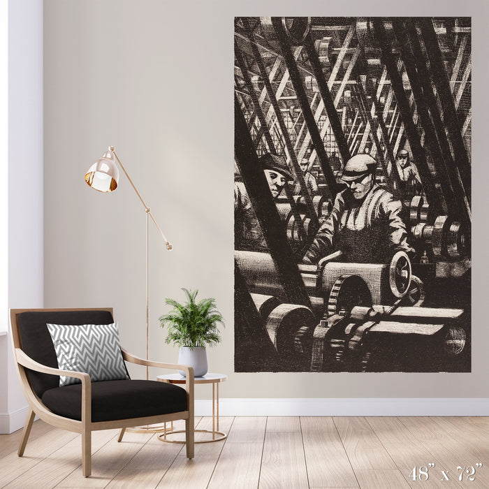Pulleys Colossal Art Print - Trendy Custom Wallpaper | Contemporary Wallpaper Designs | The Detroit Wallpaper Co.