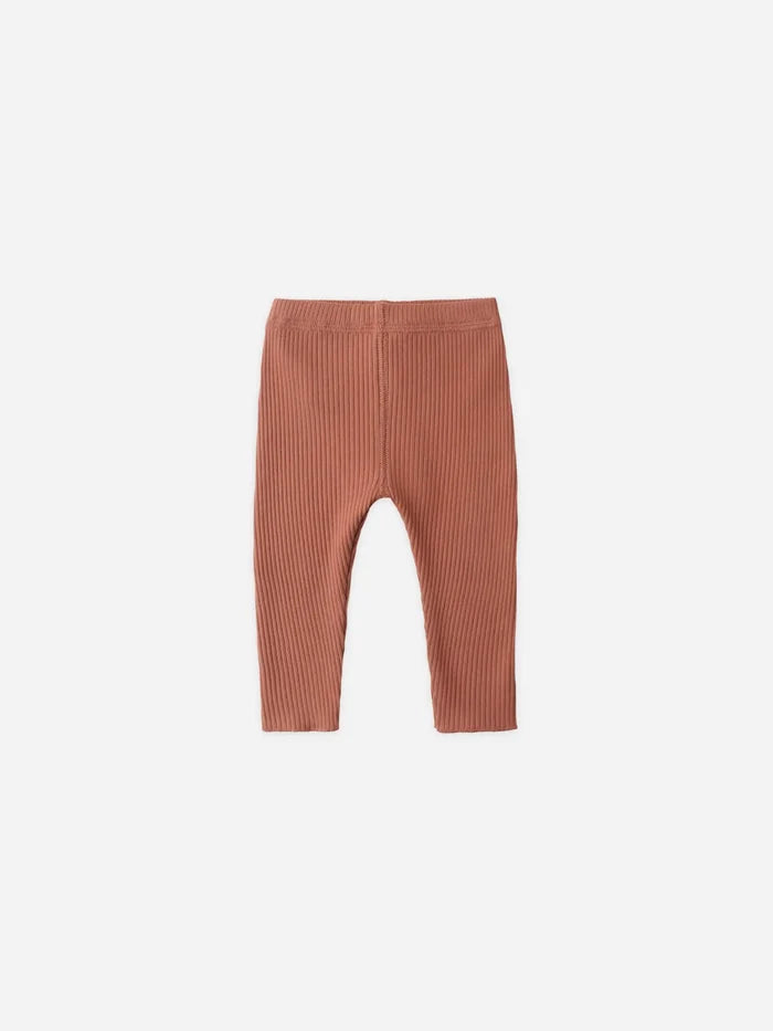 Quincy Mae – Ribbed Legging in Rusty Red