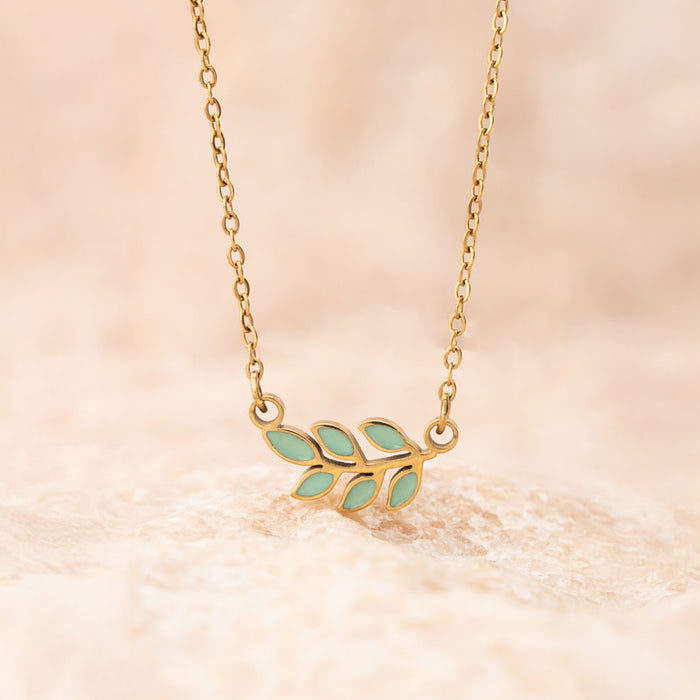 Rowen Leaf Necklace in Mint