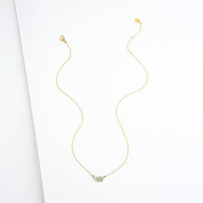 Rowen Leaf Necklace in Mint