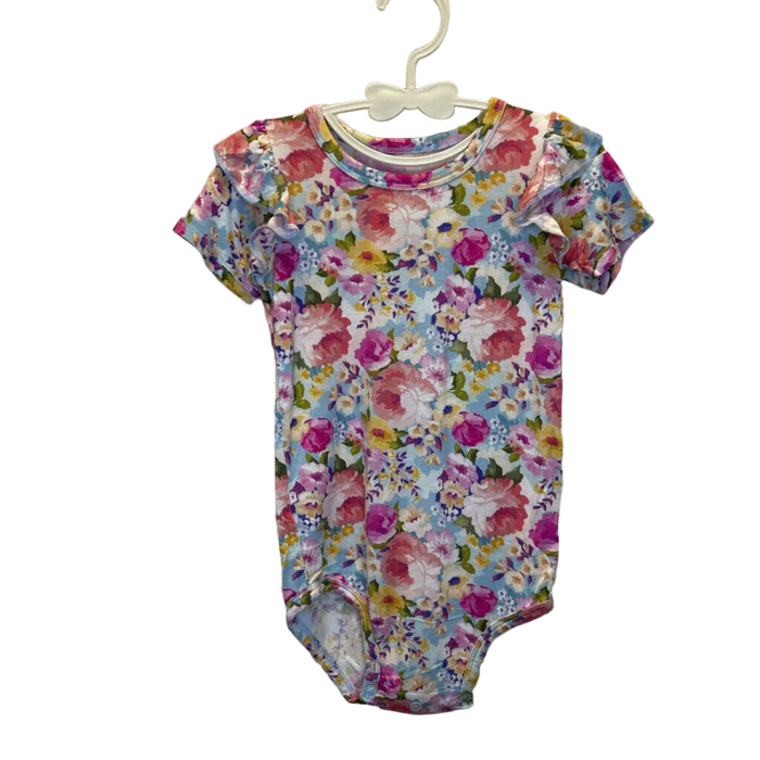 Ruffle Sleeve Onesie / Flowers