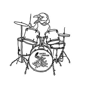 Salty Raven Drummer T-Shirt - Unisex Gold on Black