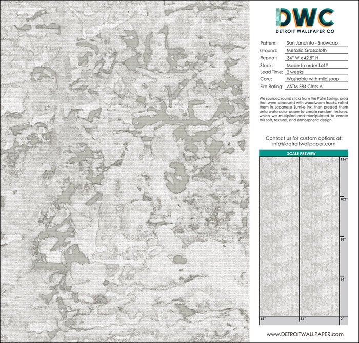 San Jacinto - Snowcap <br> Grasscloth - The Detroit Wallpaper Co.