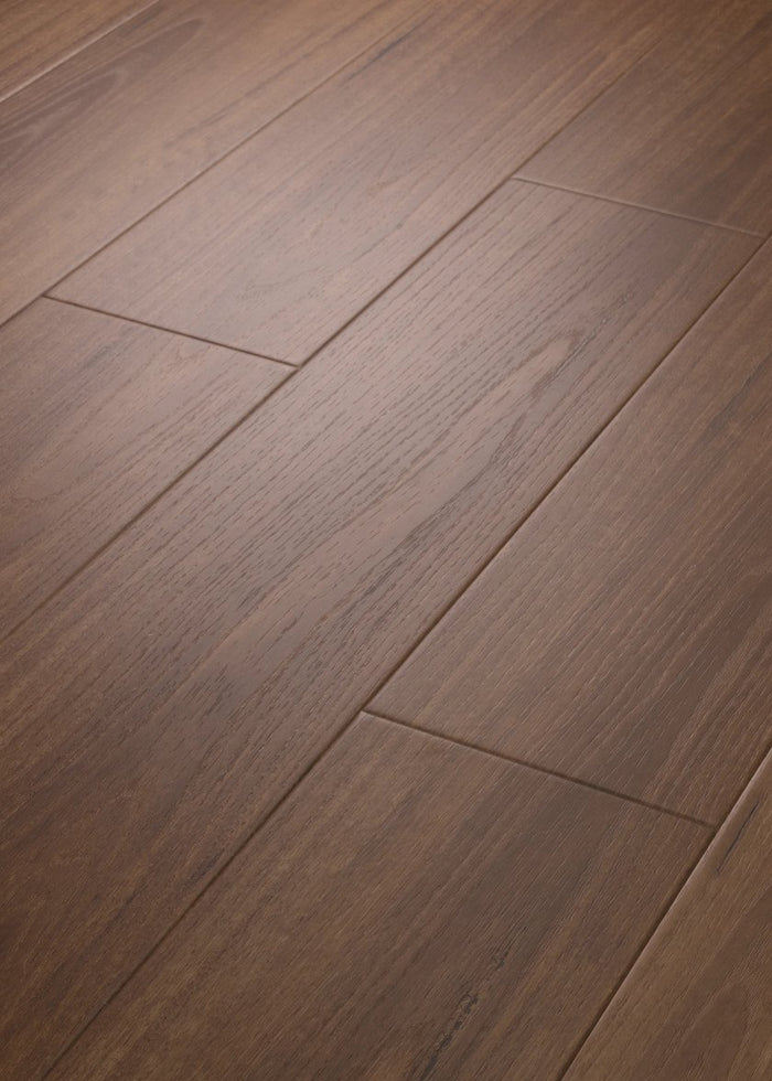 Shaw Aspire Natural Bevel 3381V Mesa Brown waterproof luxury vinyl plank close-up warm earthy brown wood grain with natural bevel