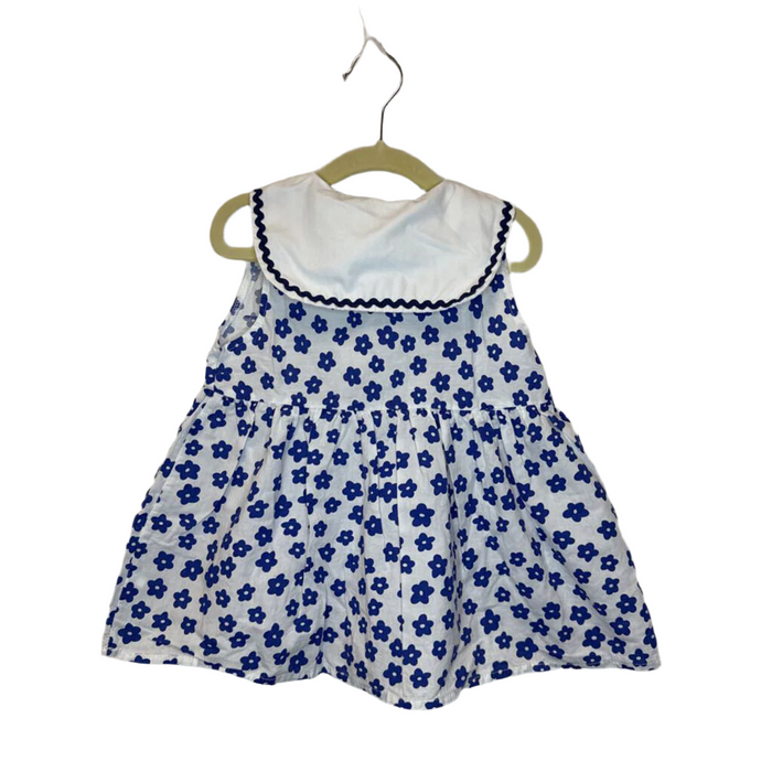 Sleeveless Apron Collar Dress / Flowers