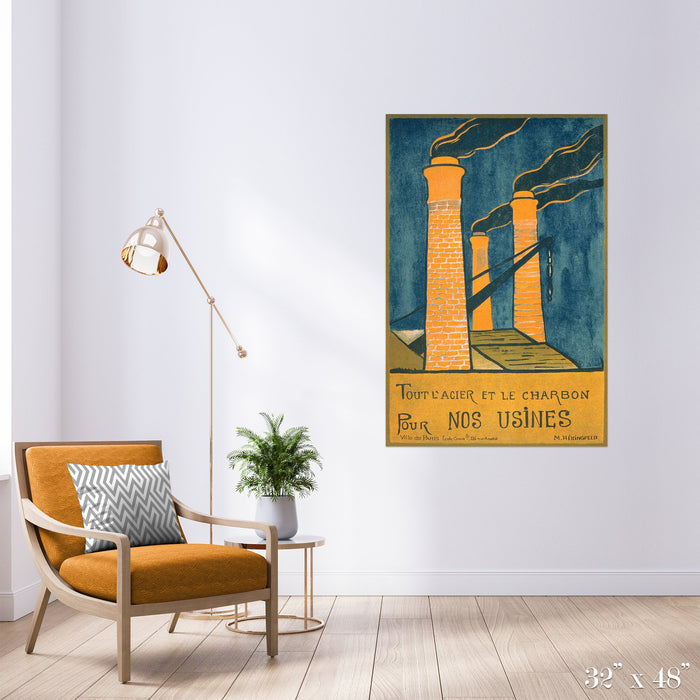 Smokestacks Colossal Art Print - Trendy Custom Wallpaper | Contemporary Wallpaper Designs | The Detroit Wallpaper Co.