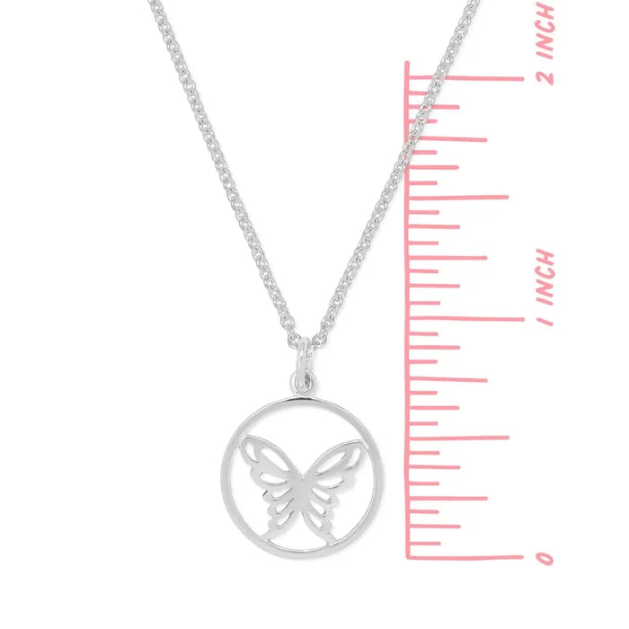 SS Butterfly in Circle Necklace