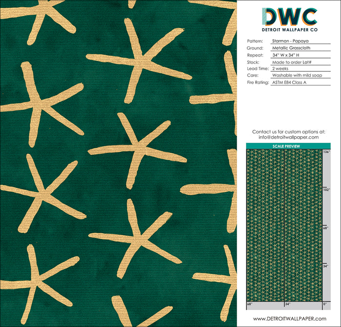 Starman - Papyrus <br> Grasscloth - The Detroit Wallpaper Co.